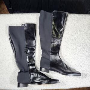 NEW Vince Camuto Women's Librina Knee High Boots Black Leather WIDE Cuff size 10